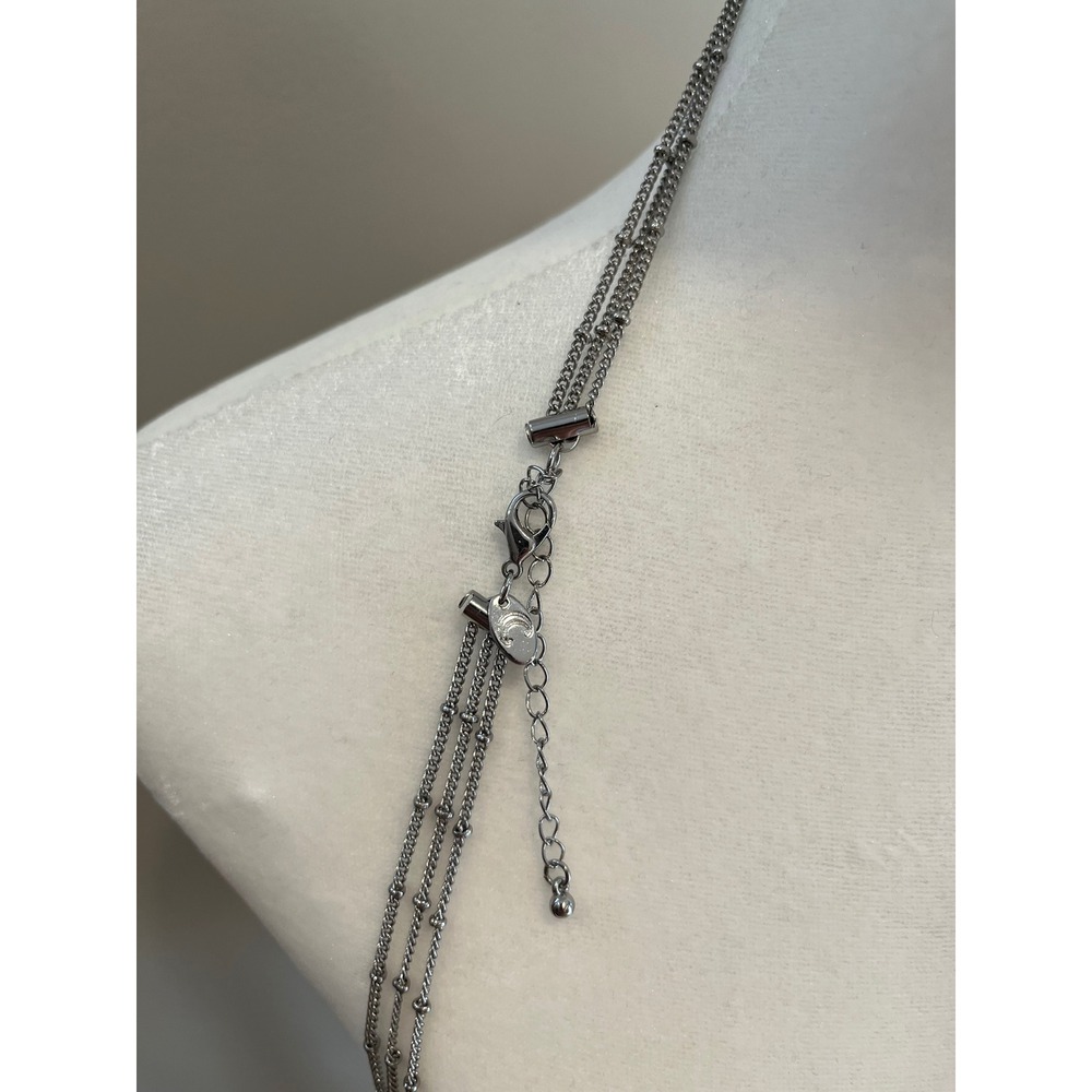 Silvertone Multi Strand Satellite Chain Long Layered Necklace Bead Accents 39in - Picture 3 of 3